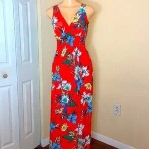Red Paisley Sleeveless Maxi Dress Beach Dress Evening Dress